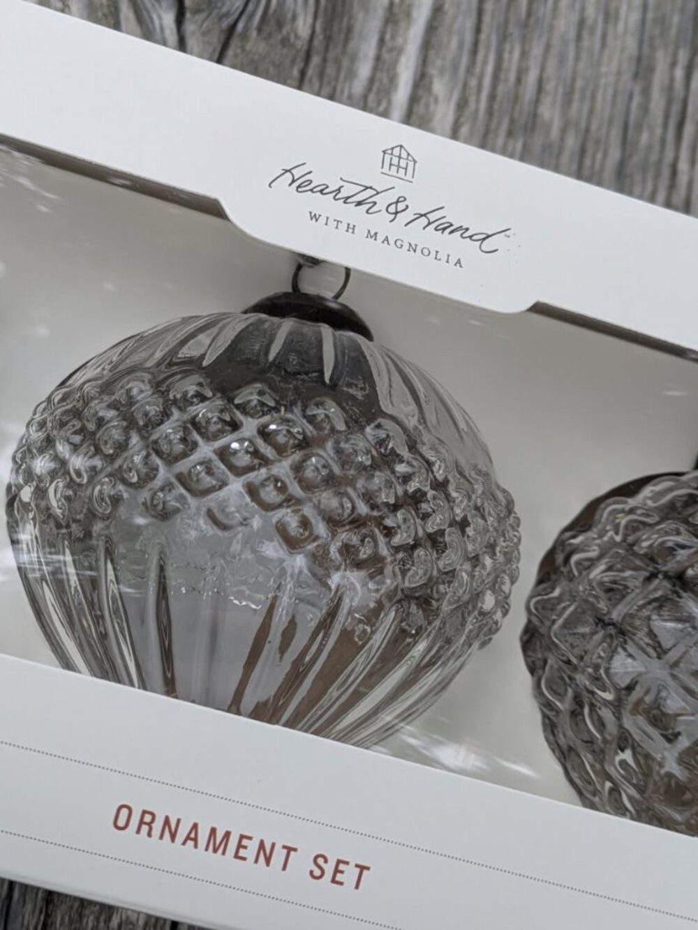 Hearth & Hand Magnolia Glass Bulb Christmas Ornaments Set of 3 NWT - Picture 3 of 8